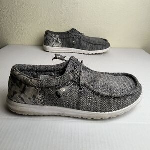 Hey Dude Wally Stretch Steel Camo Gray Loafers Slip-On Comfort Men's Size 13